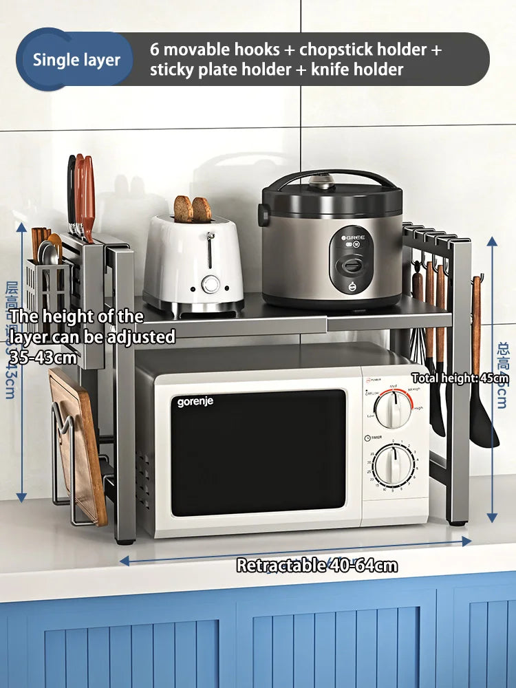 Retractable Multi-Layer Kitchen Shelf
