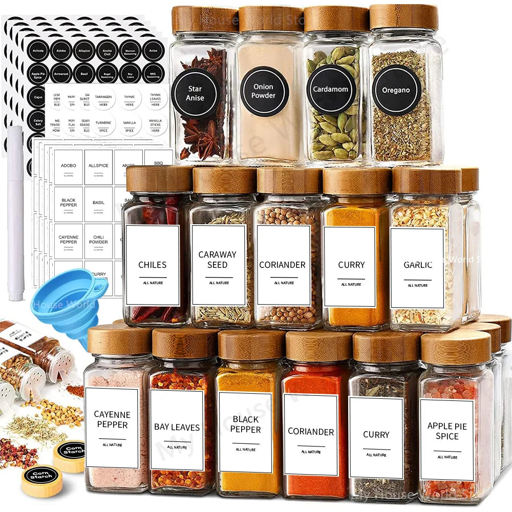 Glass Spice Jars Set
