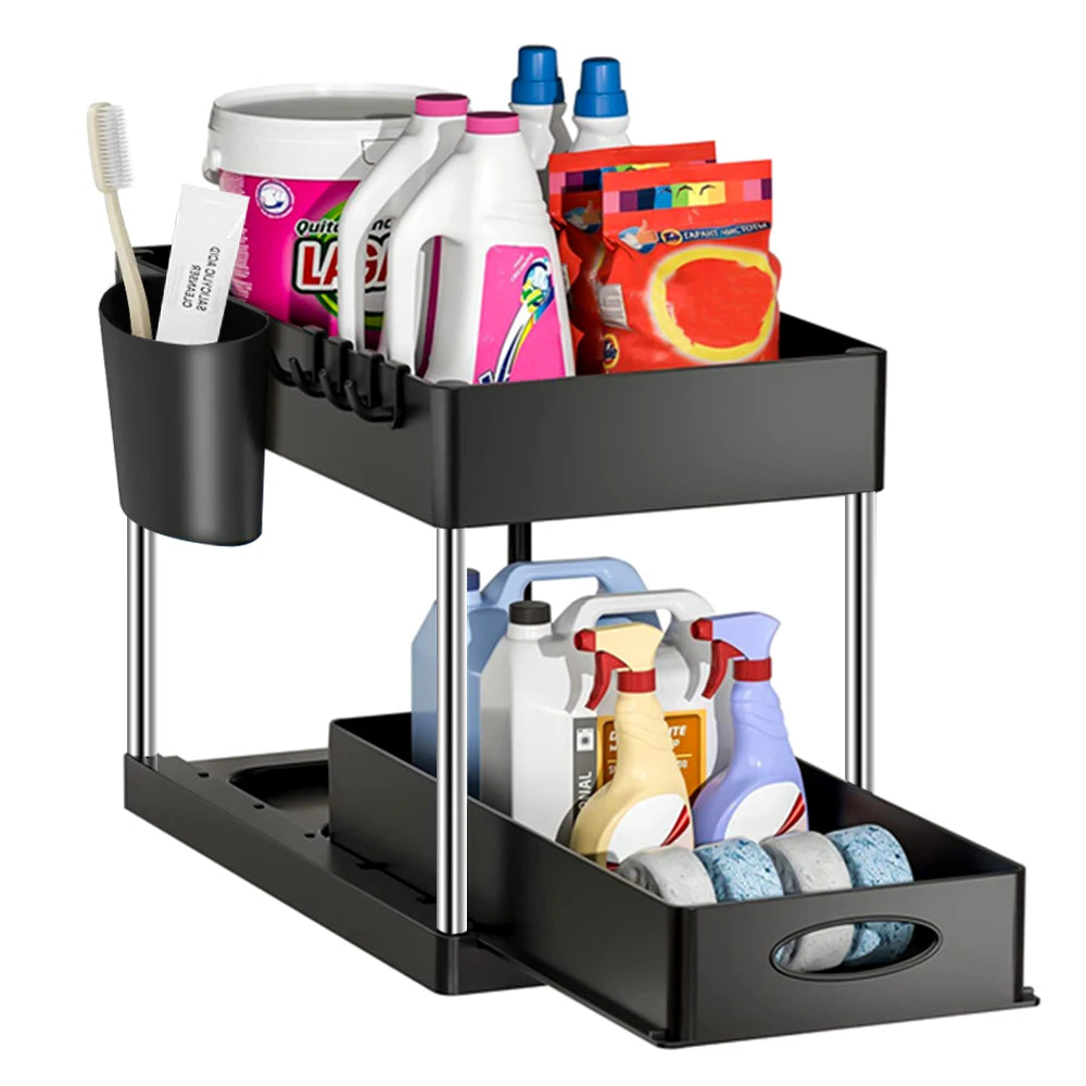 2-Tier Sliding Under-Sink Organizer