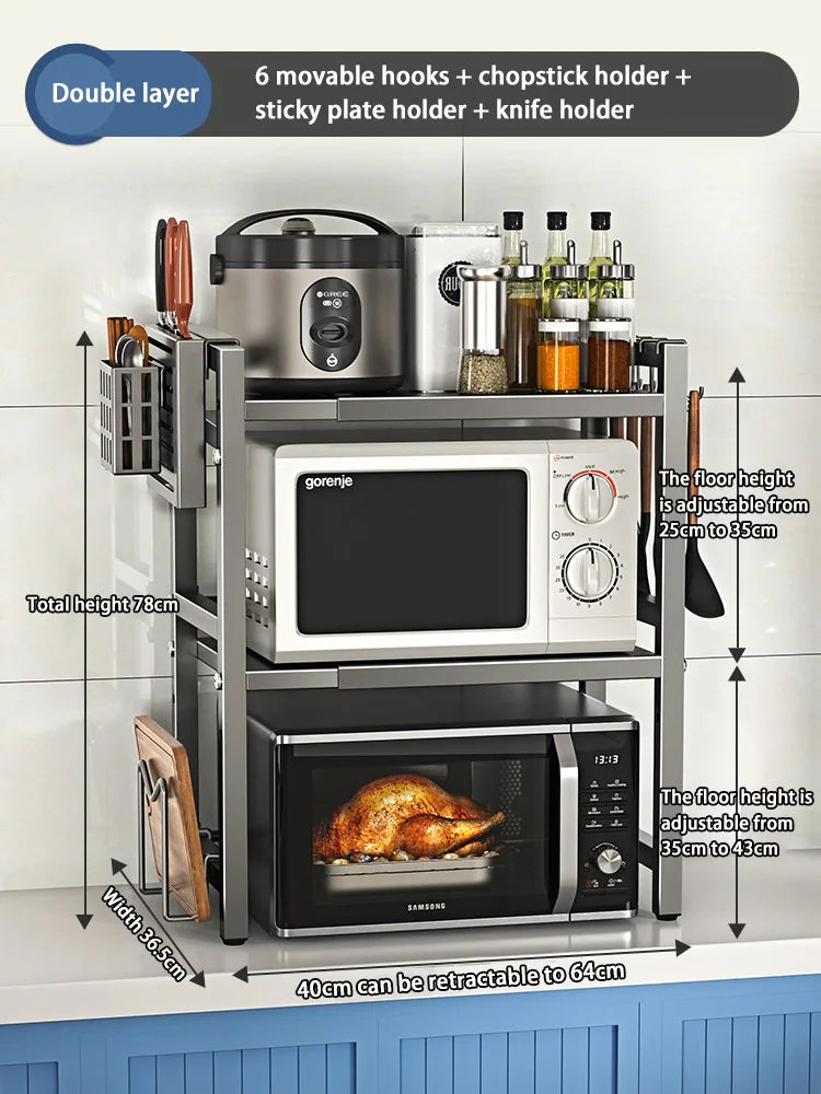 Retractable Multi-Layer Kitchen Shelf