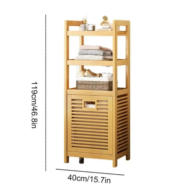 Wooden Laundry Hamper with Shelf
