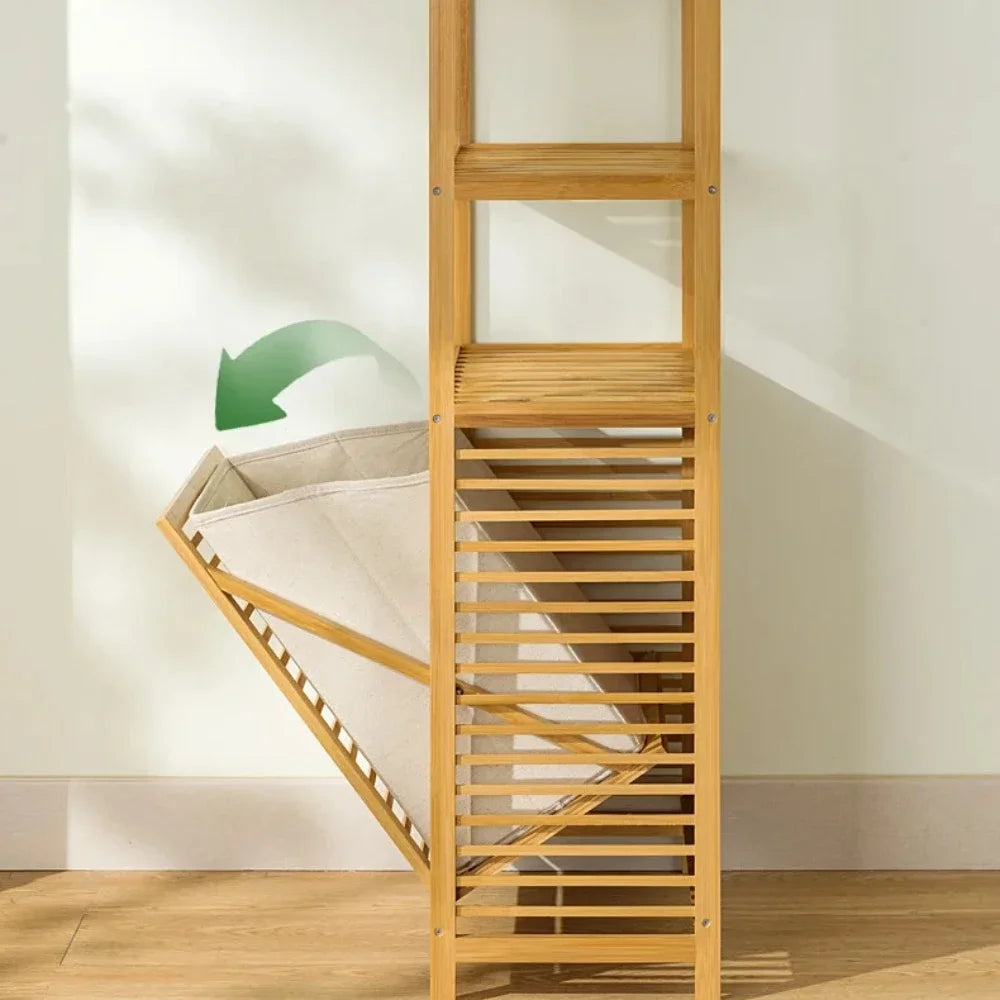 Wooden Laundry Hamper with Shelf
