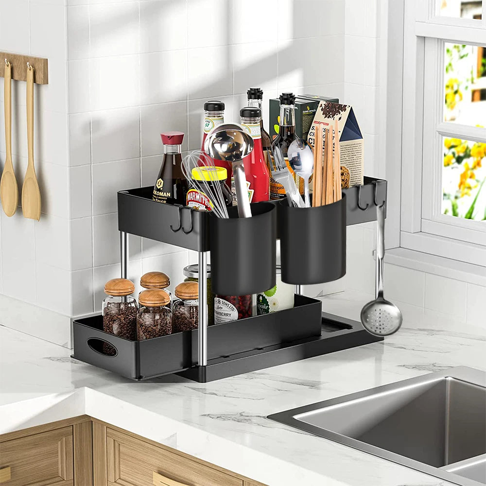 2-Tier Sliding Under-Sink Organizer