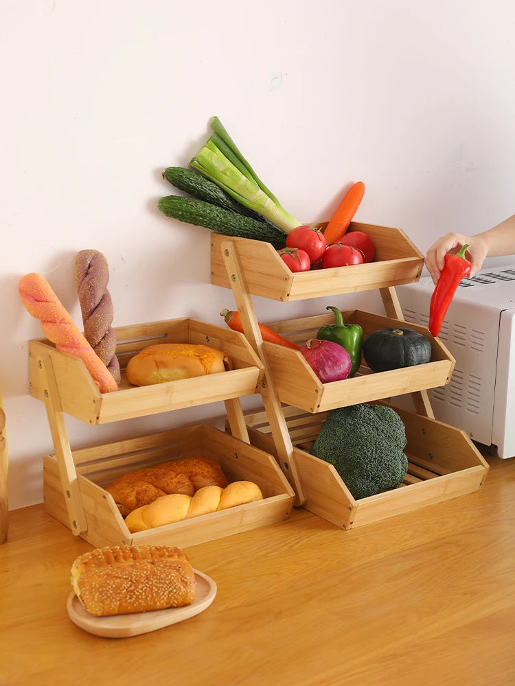 2-Tier Bamboo Fruit Basket