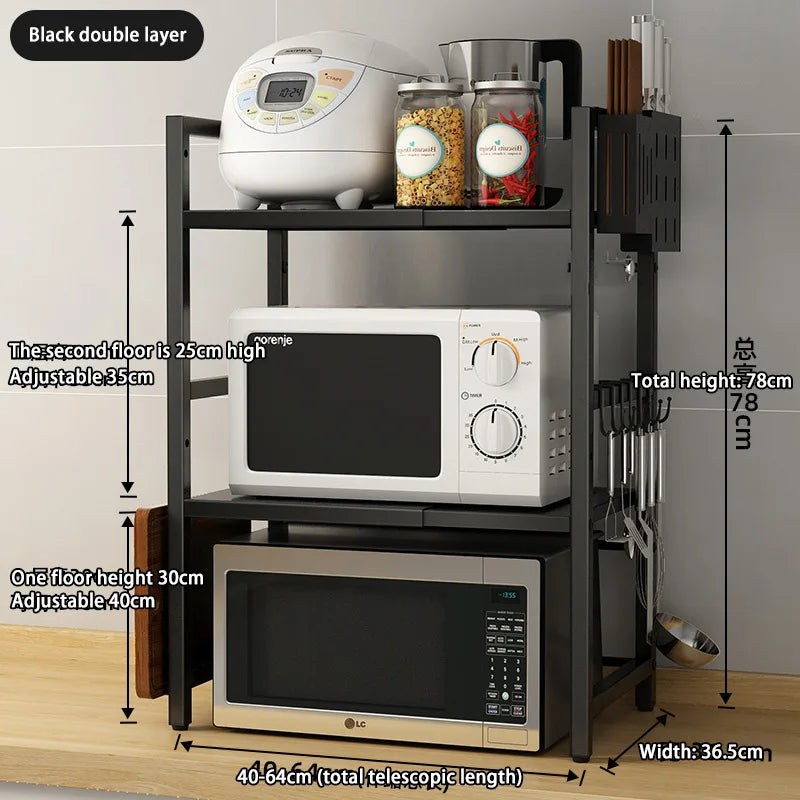 Retractable Multi-Layer Kitchen Shelf