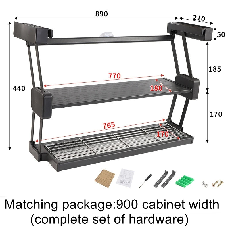 Double Pull-Down Kitchen Storage Rack