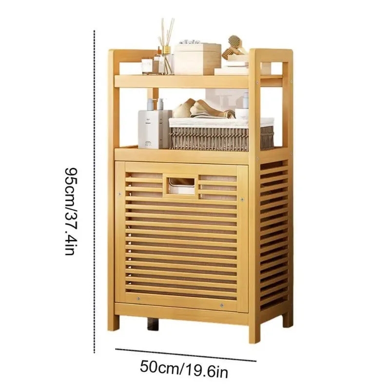 Wooden Laundry Hamper with Shelf