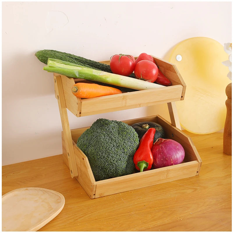 2-Tier Bamboo Fruit Basket