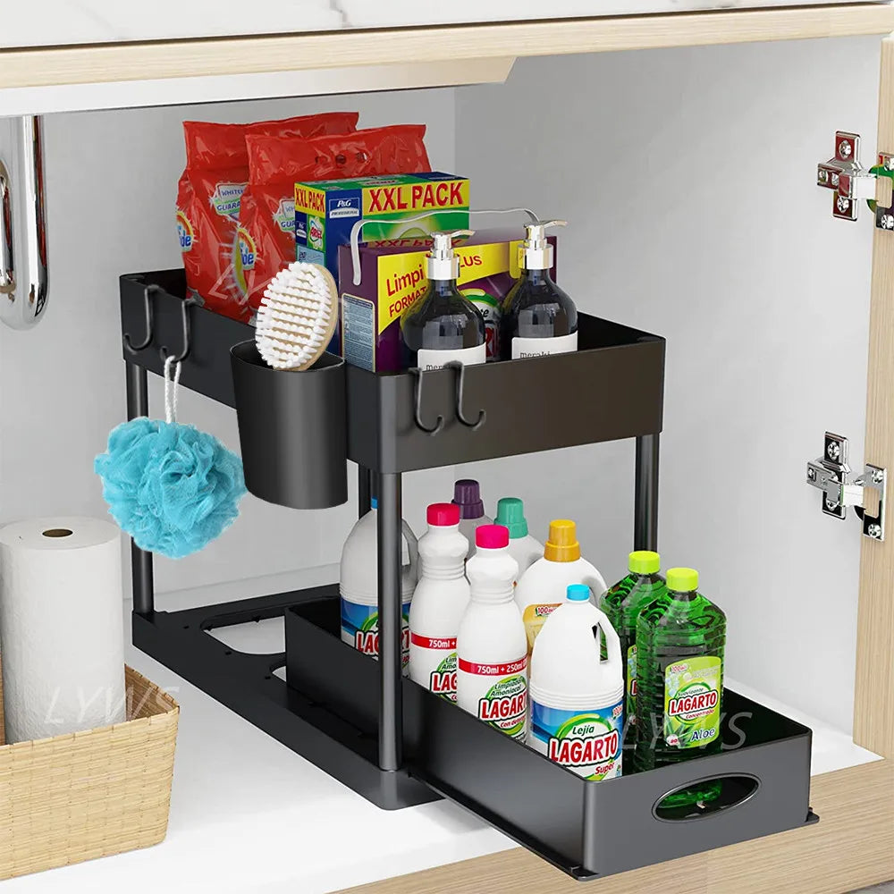 2-Tier Sliding Under-Sink Organizer