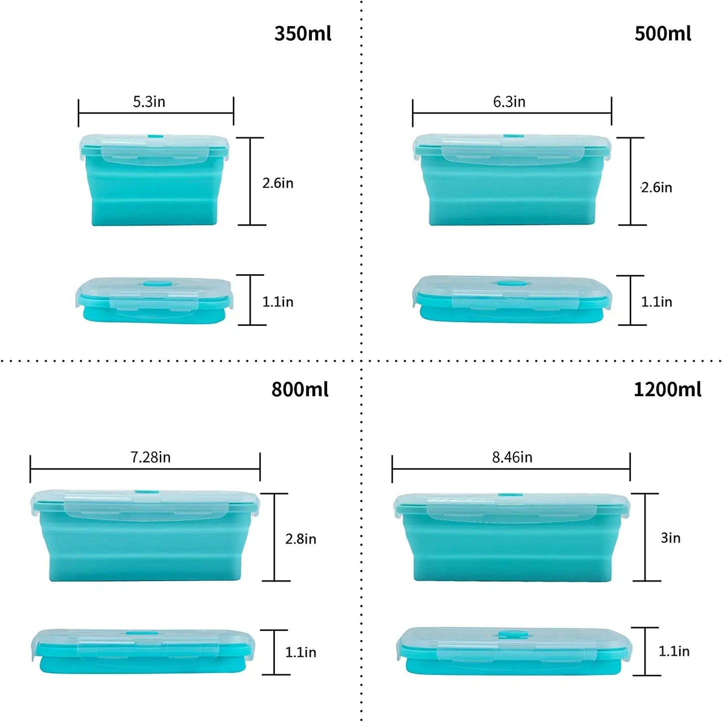 4-Piece Collapsible Silicone Food Containers