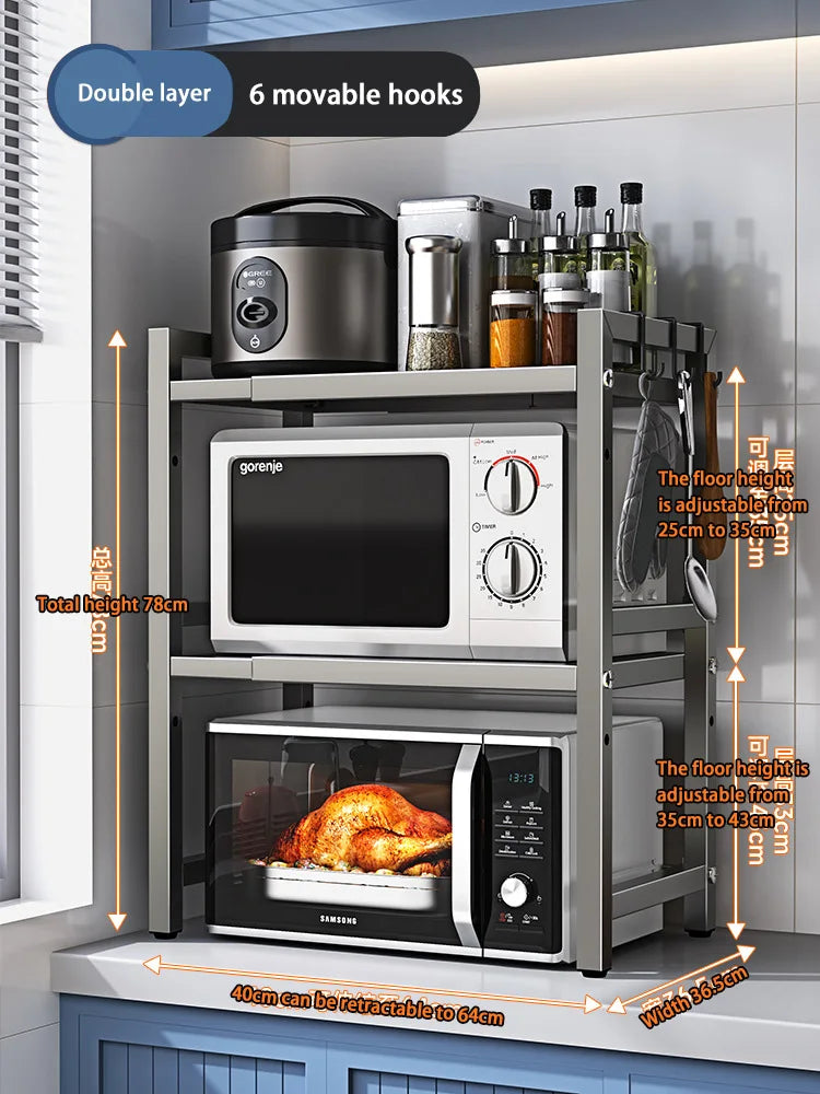 Retractable Multi-Layer Kitchen Shelf