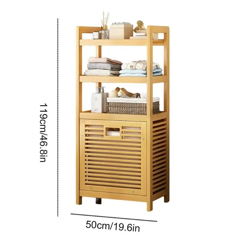 Wooden Laundry Hamper with Shelf