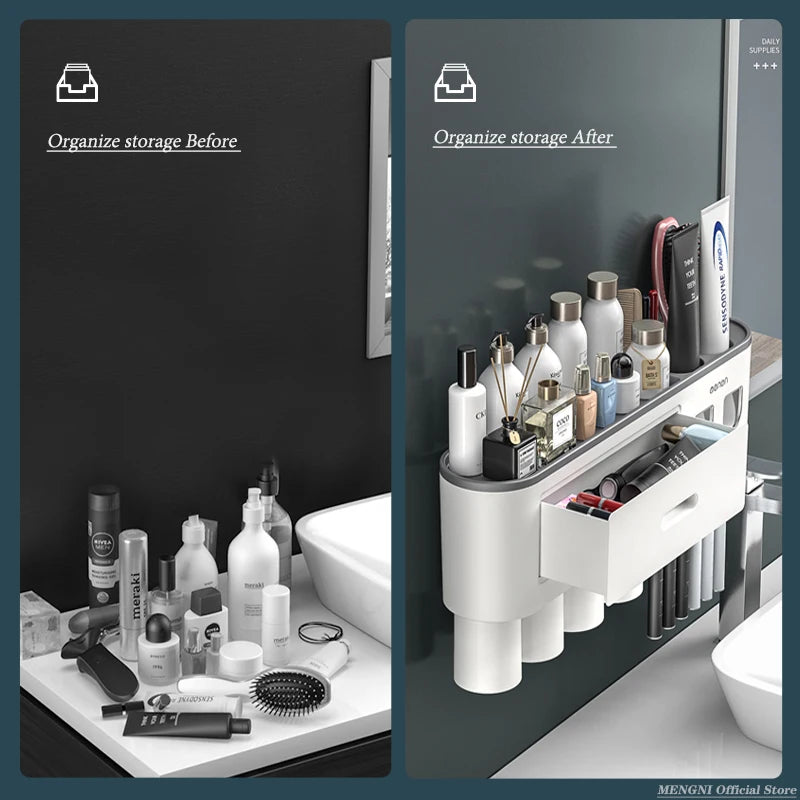 Magnetic Toothbrush & Toothpaste Holder