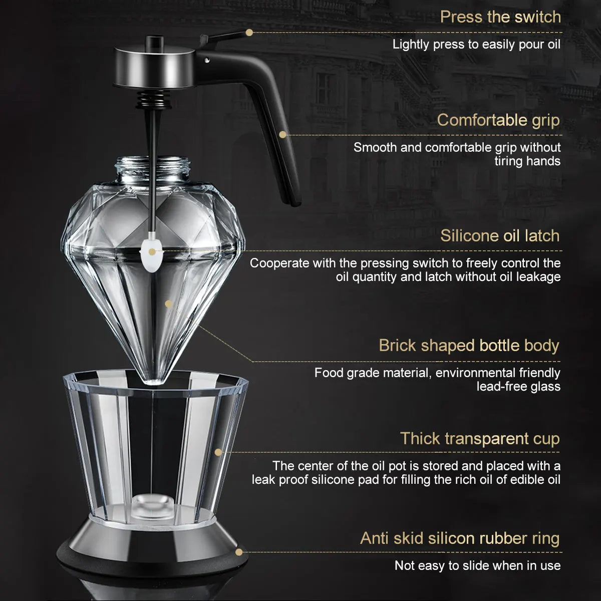 Diamond Glass Honey Dispenser