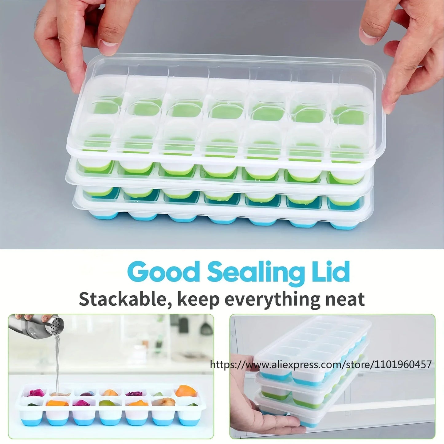 Silicone Ice Cube Mold with Lid