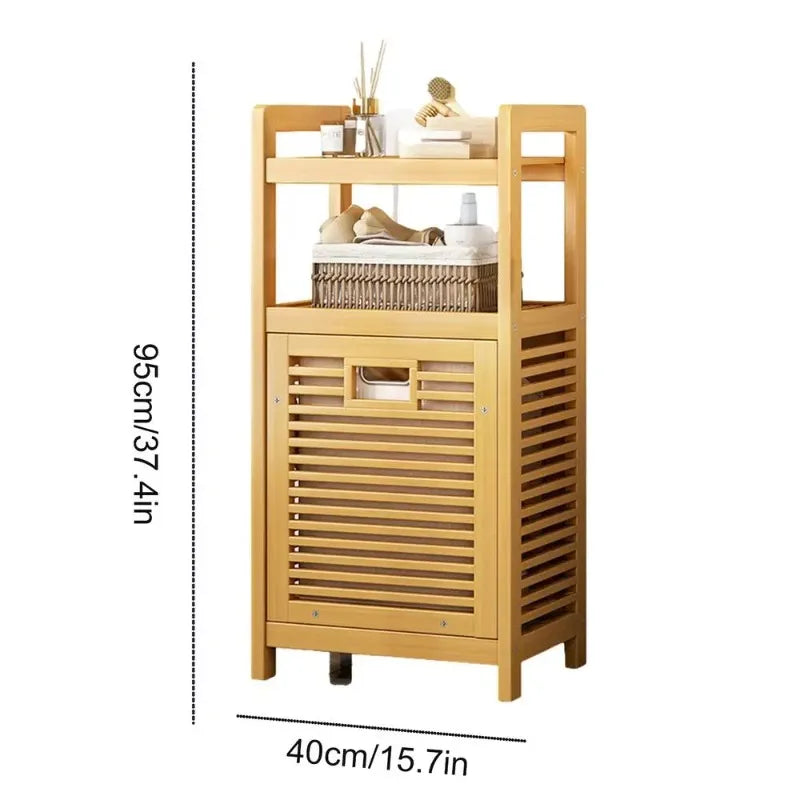 Wooden Laundry Hamper with Shelf