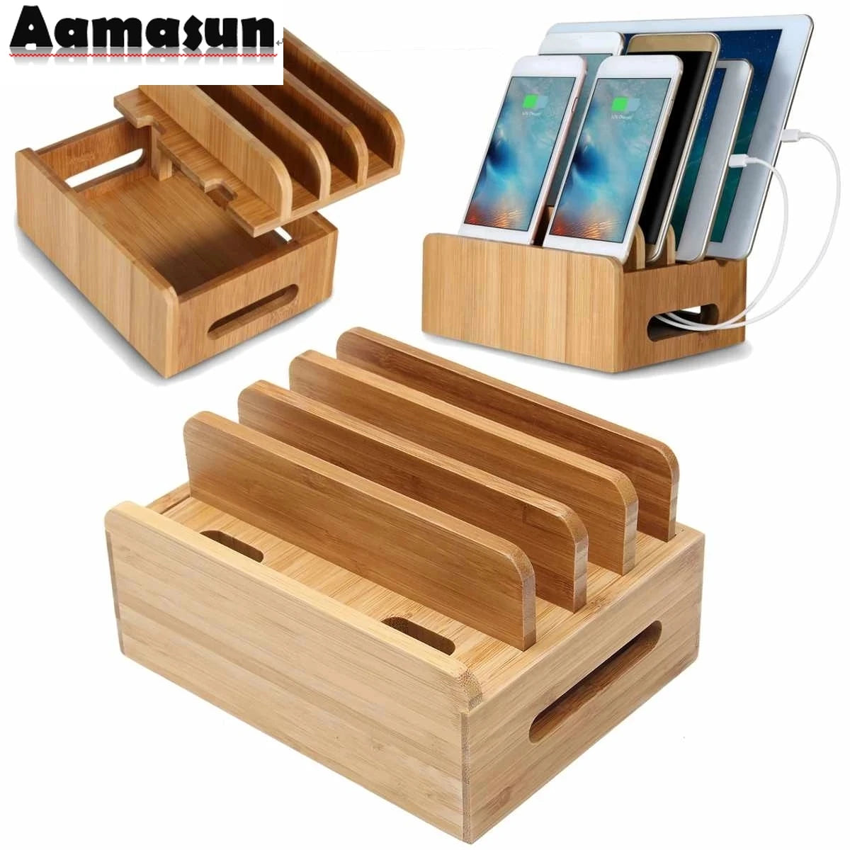 Bamboo Phone & Charging Stand