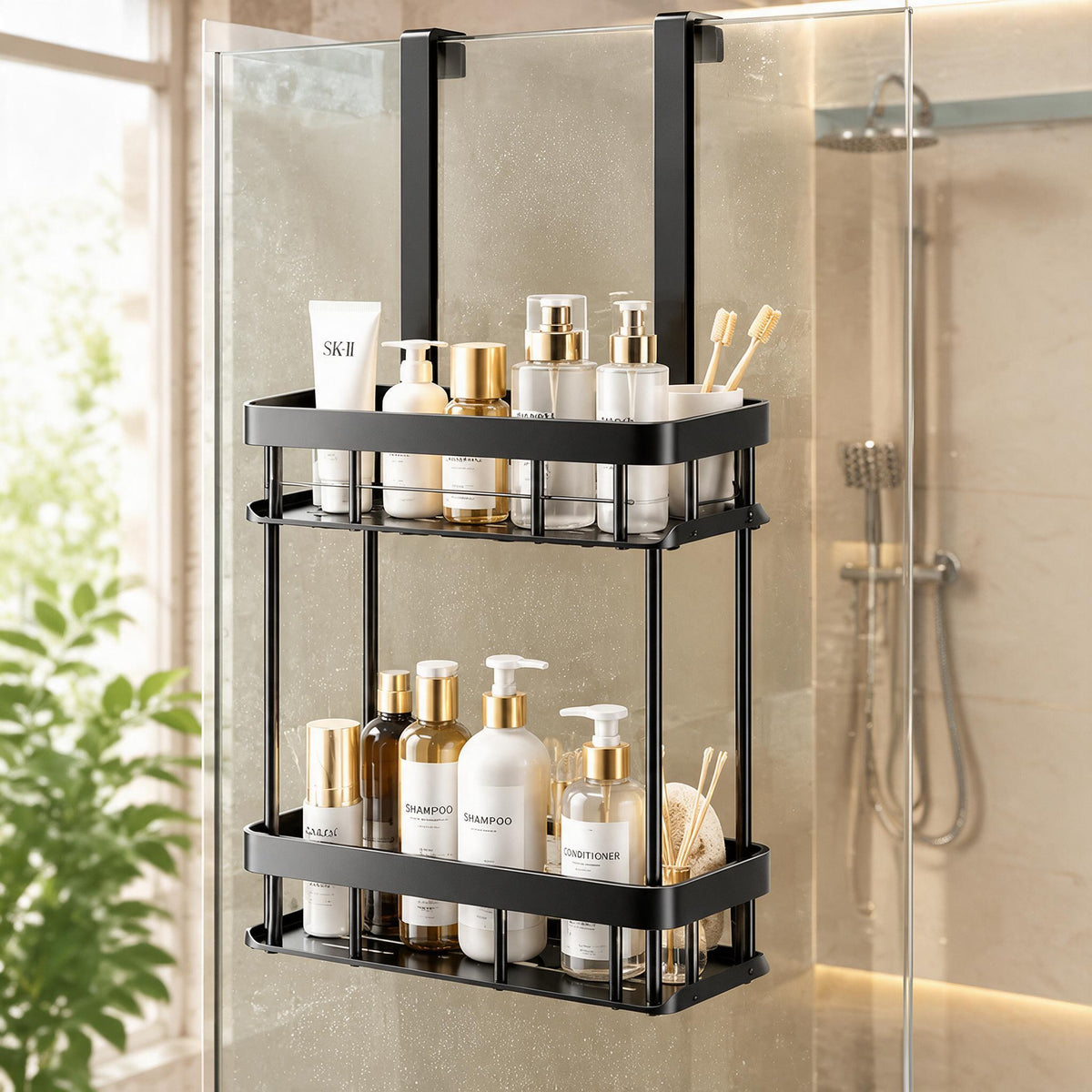 2-Tier Rust-Resistant Over-Door Shower Caddy