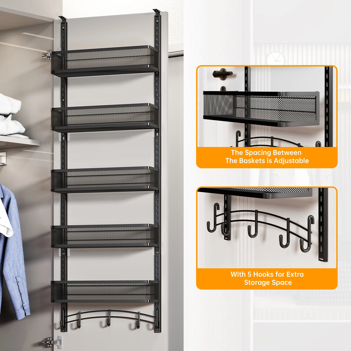 Over-the-Door Multi-Layer Bag and Hat Storage Rack