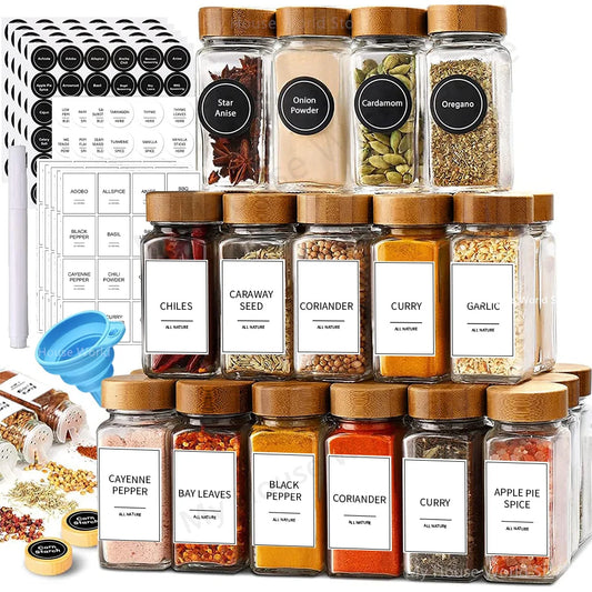 Glass Spice Jars Set