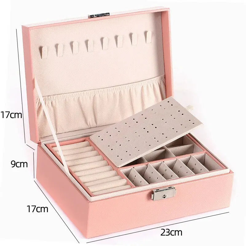Double Layer Leather Jewelry Box