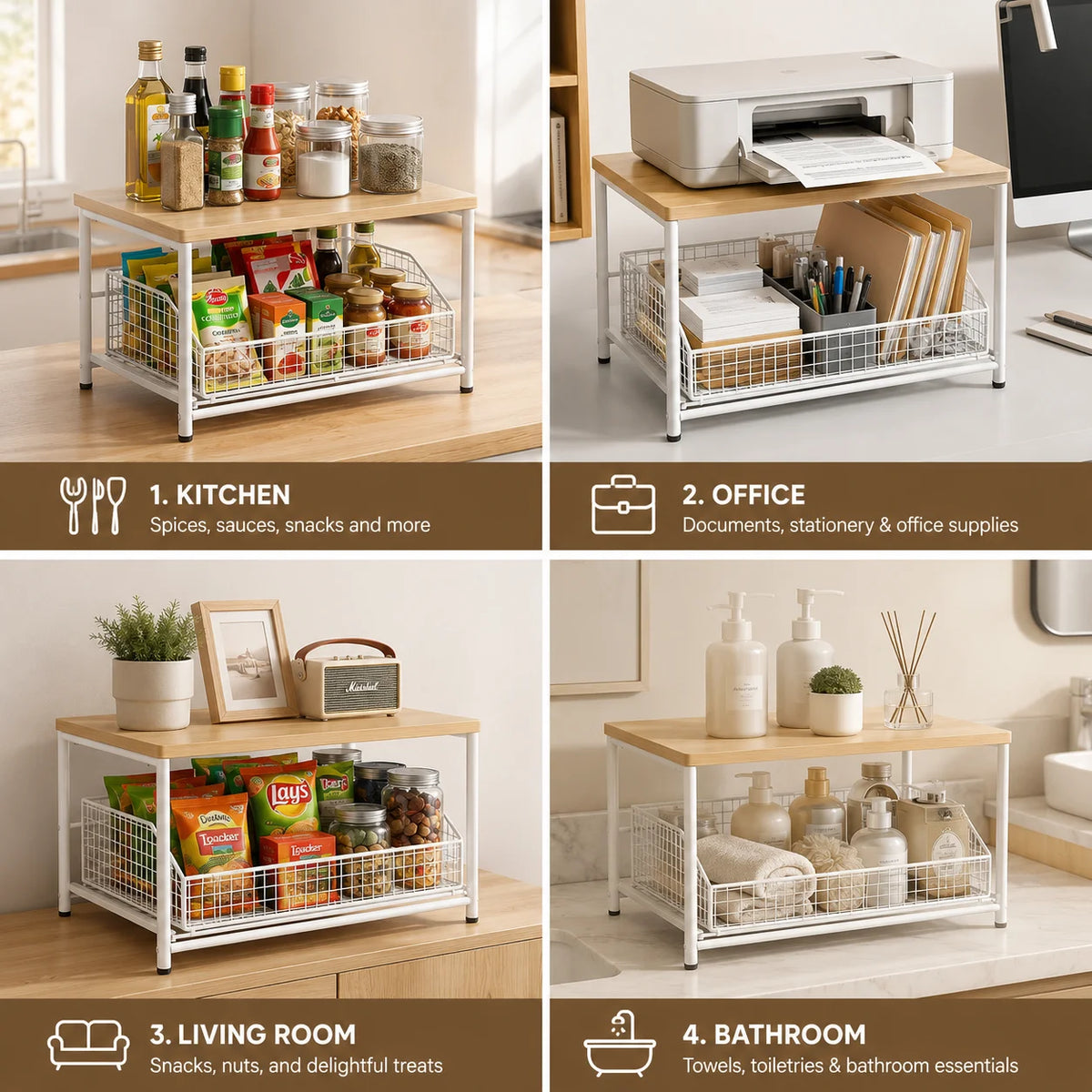 Countertop Microwave Stand with Storage Drawer