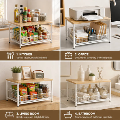 Countertop Microwave Stand with Storage Drawer