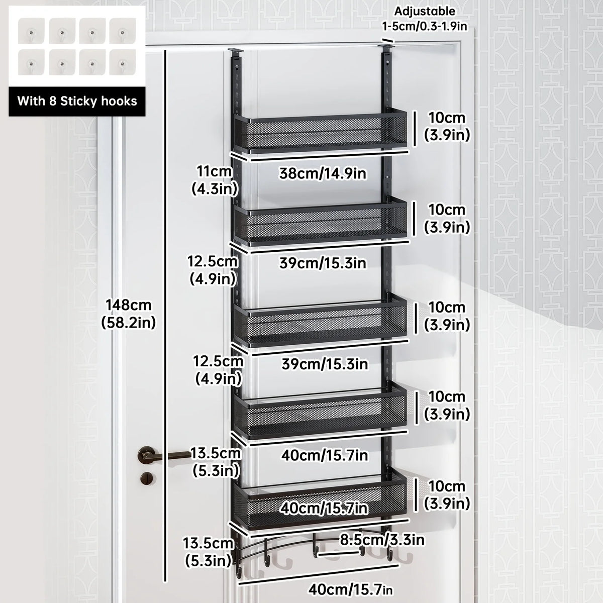 Over-the-Door Multi-Layer Bag and Hat Storage Rack