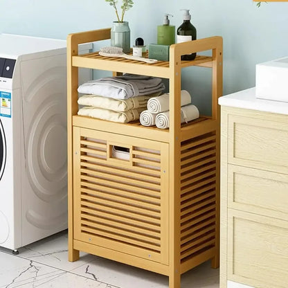 Wooden Laundry Hamper with Shelf