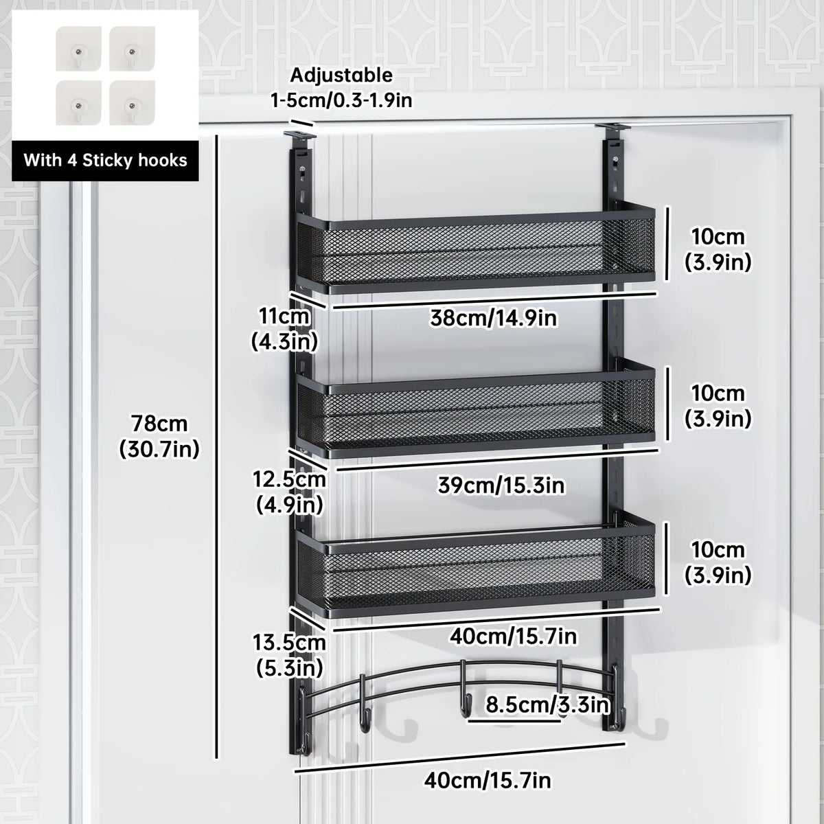 Over-the-Door Multi-Layer Bag and Hat Storage Rack