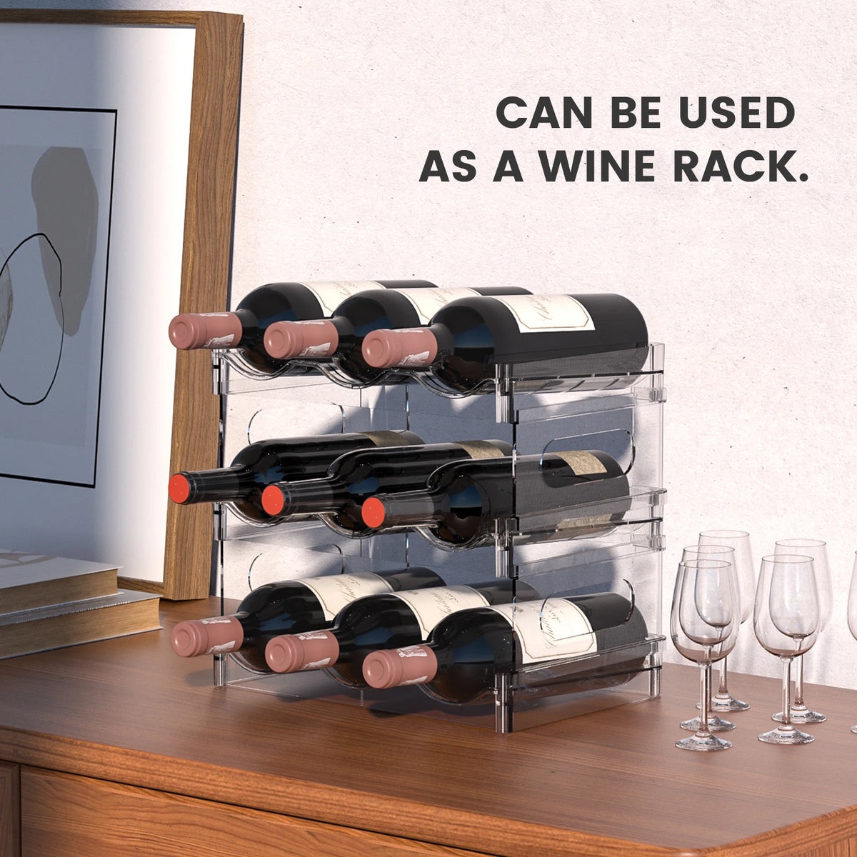 Transparent Stackable Water-Bottle Storage Rack