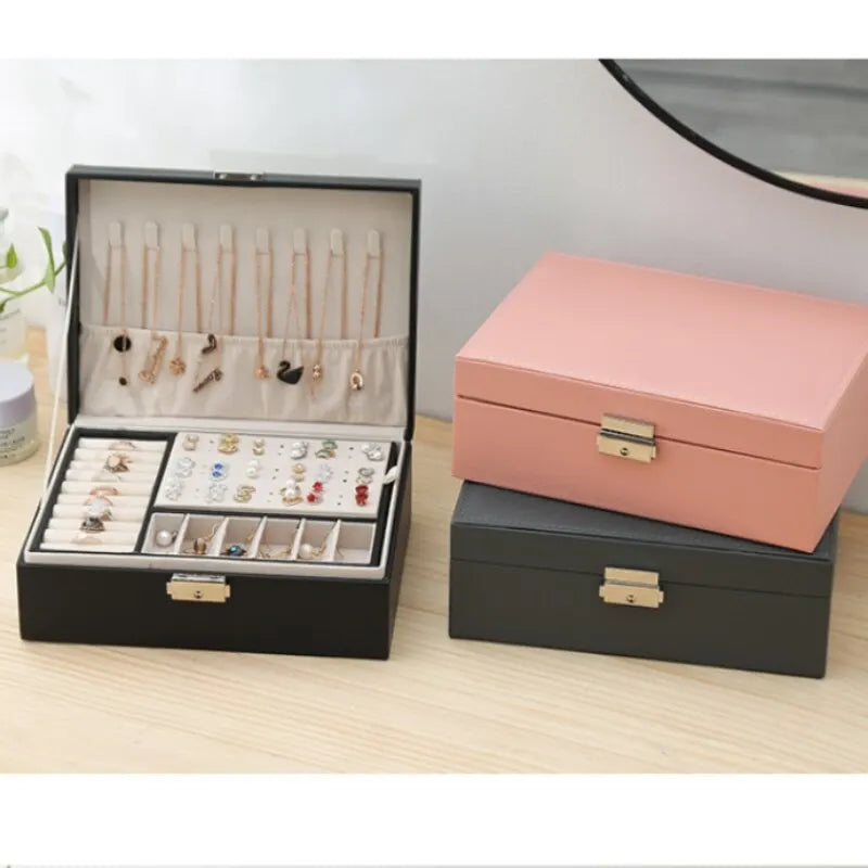 Double Layer Leather Jewelry Box