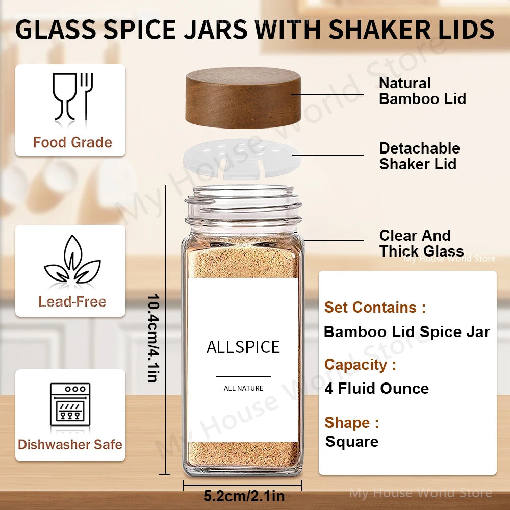 Glass Spice Jars Set