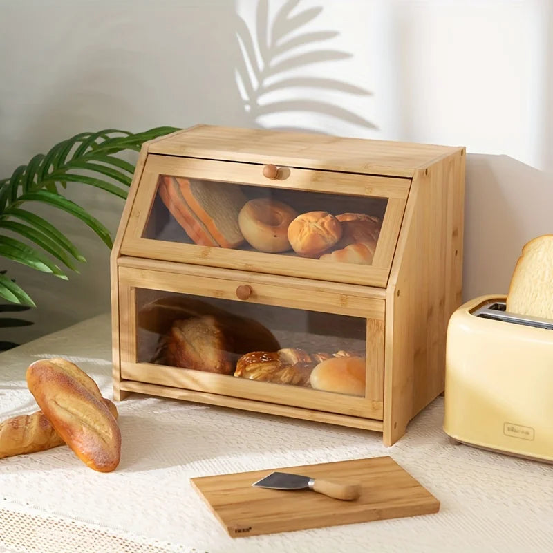 Magnetic Bamboo Bread Box