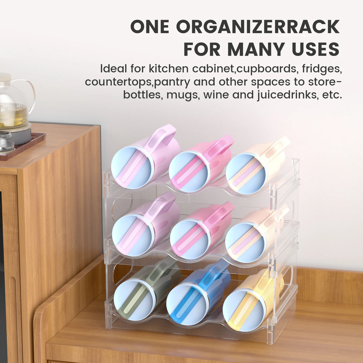 Transparent Stackable Water-Bottle Storage Rack