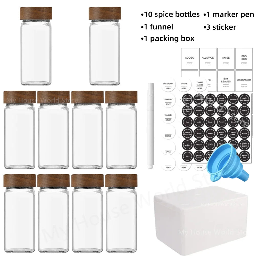 Glass Spice Jars Set