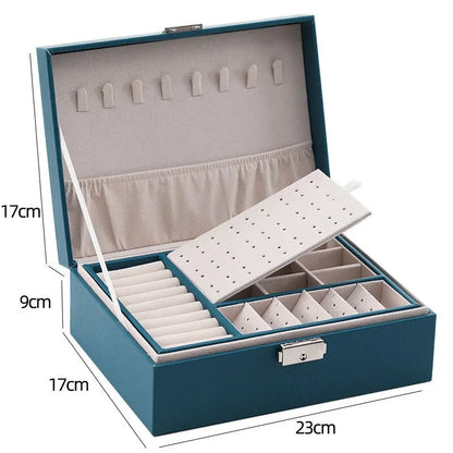Double Layer Leather Jewelry Box