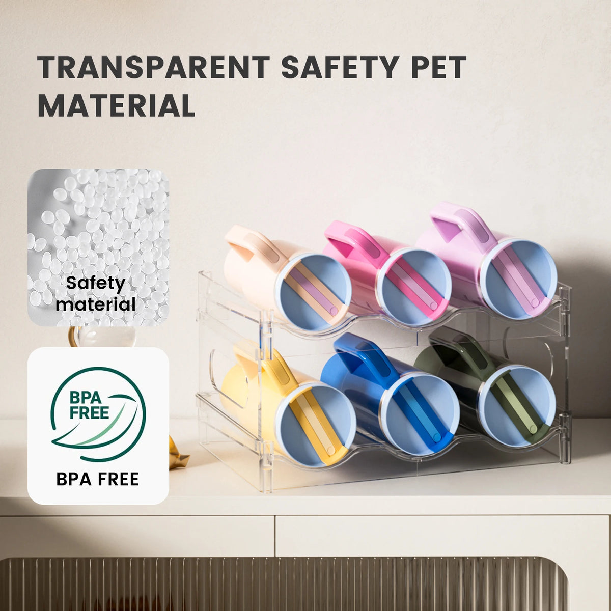 Transparent Stackable Water-Bottle Storage Rack