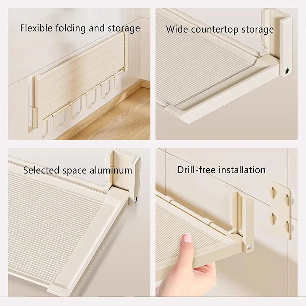 Folding Spice Rack with Hooks