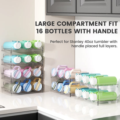 Transparent Stackable Water-Bottle Storage Rack