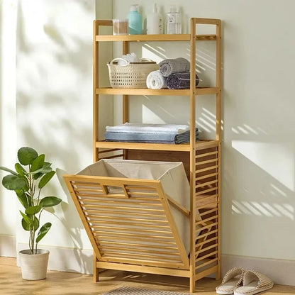 Wooden Laundry Hamper with Shelf