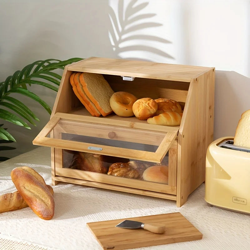 Magnetic Bamboo Bread Box