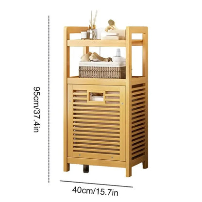 Wooden Laundry Hamper with Shelf