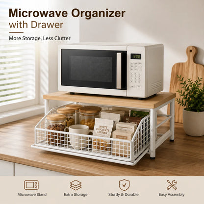 Countertop Microwave Stand with Storage Drawer