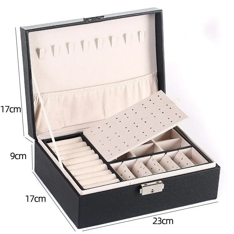 Double Layer Leather Jewelry Box