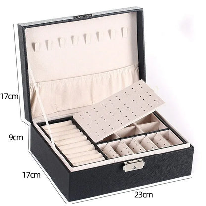 Double Layer Leather Jewelry Box