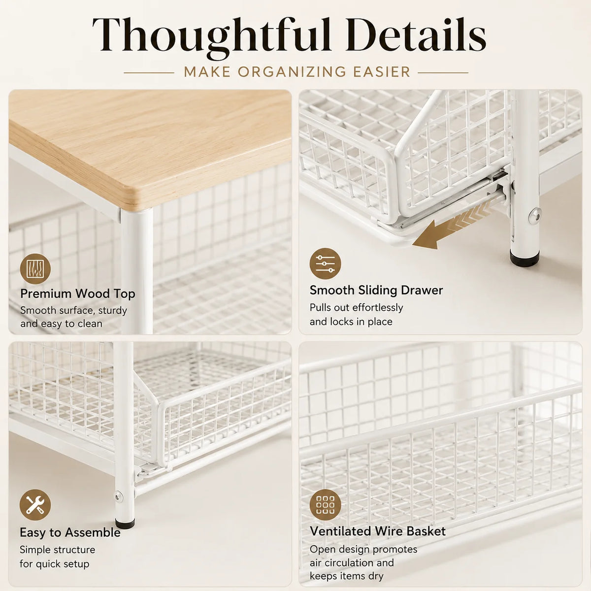 Countertop Microwave Stand with Storage Drawer