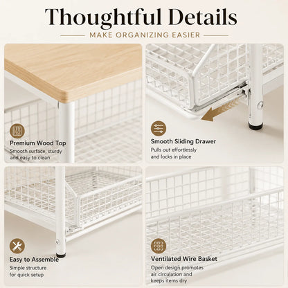 Countertop Microwave Stand with Storage Drawer