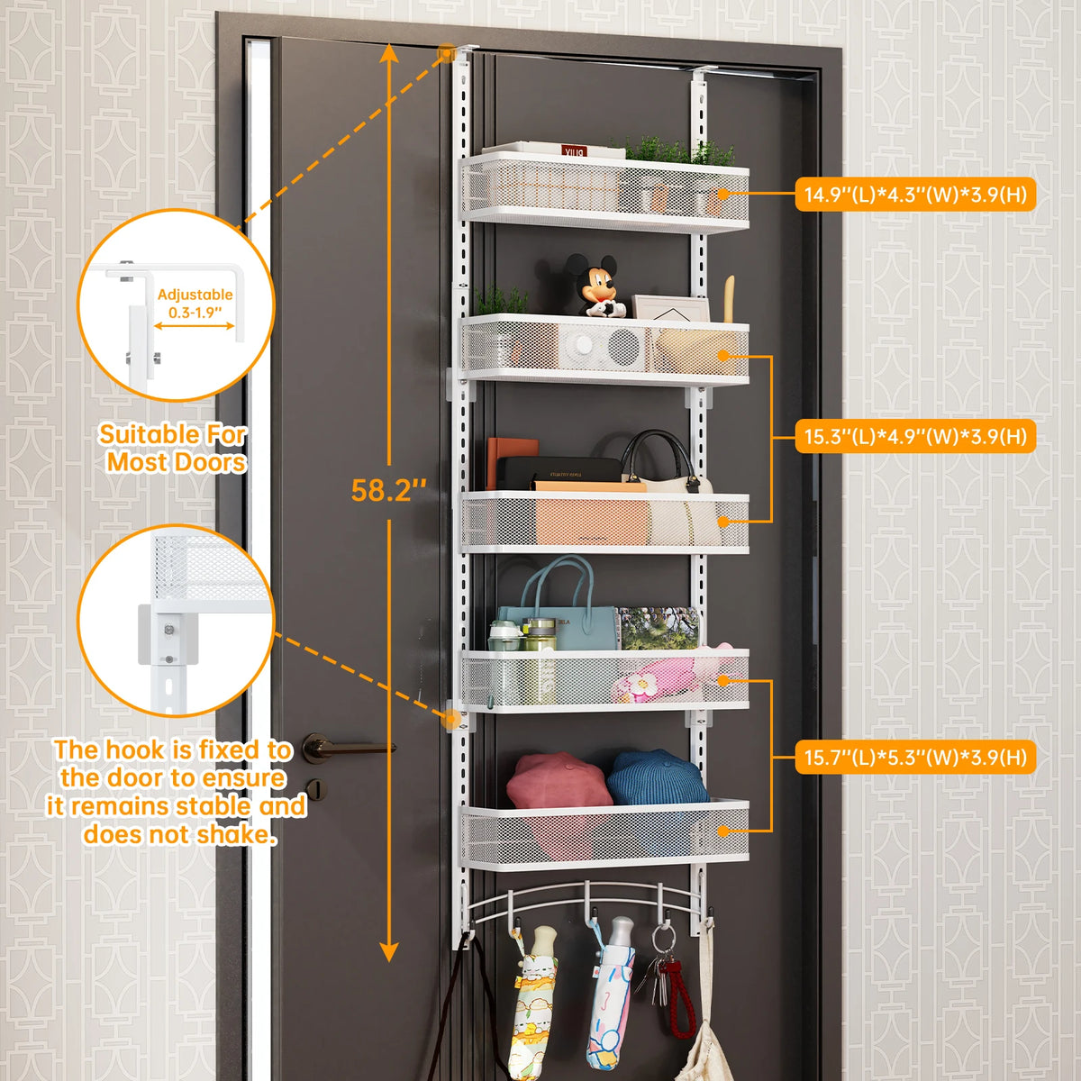 Over-the-Door Multi-Layer Bag and Hat Storage Rack