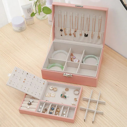Double Layer Leather Jewelry Box